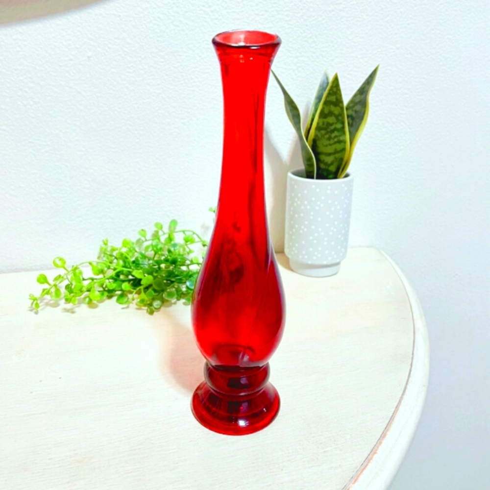 Vintage Avon Ruby Red Bud Vase